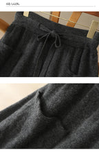 Autumn And Winter100% Pure Wool Skirt Women's Long Pocket Small A Skirt High Waist Slim Cashmere Knit A-Line Skirt