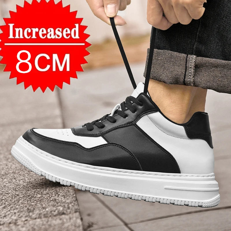 Men Genuine Leather Height Increasing Elevator Shoes Men non-slip BreathableElevator shoes Man Sneakers Comfortable Casual Shoes