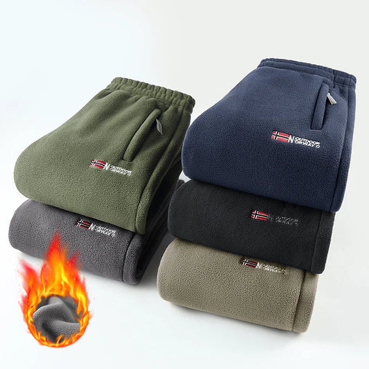 Winter and autumn thick fleece jogging pants for men, casual pants, straight-leg fleece long pants, high-quality, European size