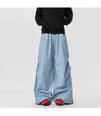 American Striped Quick - Drying Relaxed Pants for Men, Straight - Leg Wide - Leg Cargo Design Streetwear Couple's Work Trousers