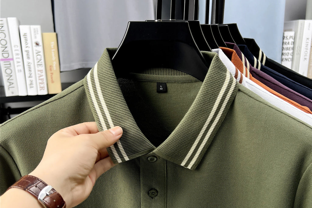 100% pure cotton high-quality T-shirt summer new men's short sleeve business casual polo shirt exquisite brand embroidered top