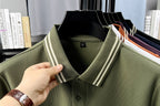 100% pure cotton high-quality T-shirt summer new men's short sleeve business casual polo shirt exquisite brand embroidered top