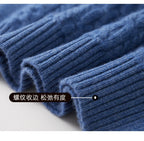 Fall/Winter 100% Wool Men's Turtleneck Thicken Sweater Jacquard Solid Cashmere Knitted Bottom Shirt