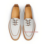 Classic Handmade Thick Soled Derby Shoes for Men British Style White Cowhide Business Dress Shoes Fashion Groom Wedding Shoes