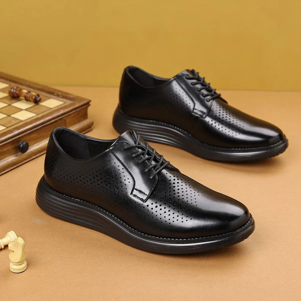 Men's Business Casual Leather Shoes Breathable Hollow Design Spring Summer Formal Shoes Comfortable Spring Summer Leather Footwe