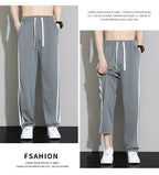 Summer New Men Sweatpants Joggers Straight Pants Neutral Breathable Loose Outdoor Quick Drying Fabric Striped Casual Trouser