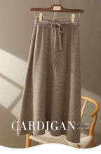 Autumn And Winter100% Pure Wool Skirt Women's Long Pocket Small A Skirt High Waist Slim Cashmere Knit A-Line Skirt