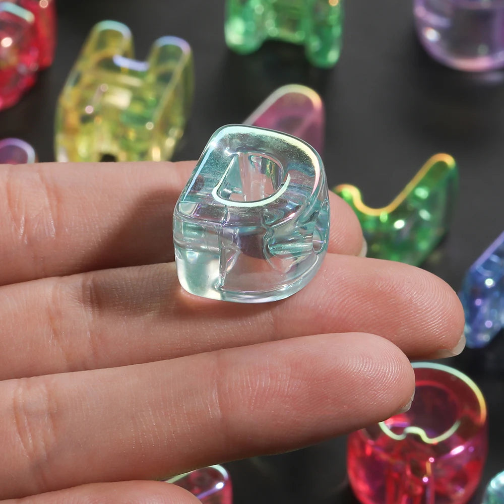 5pcs/lot Multicolour Random Letter Beads Acrylic Transparent Alphabet Bead For Jewelry Making DIY Necklace Keychain Accessories