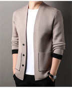 Solid Color Men's Knitted Cardigan Spring Autumn New Fashion Casual Wearable Sweater Middle-aged Coat
