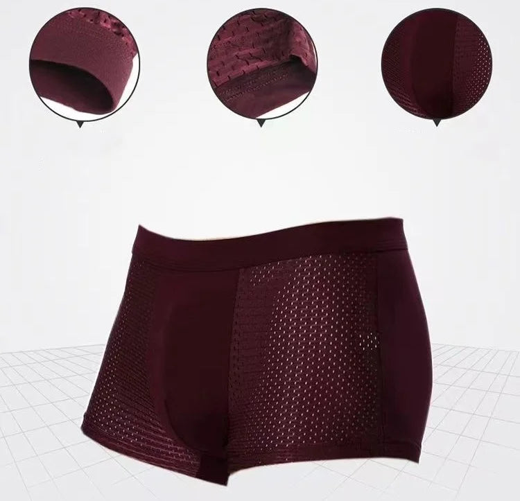 4PcsLot Men's Ice Silk Pantie Underpant Shorts Breathable Underwear Men's Panties Antibacterial Ultrathin Shorts Plus Size L-5XL