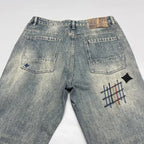 Trendy Edgy And Stylish Men's Jeans With Patchwork Embroidery And Prints Loose-fitting Straight Leg
