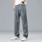 2026 New Summer Ultra-thin Lyocell Men's Jeans Drape Soft Fabric Loose Straight Casual Denim Pant Elastic Ice Silk Male Trousers