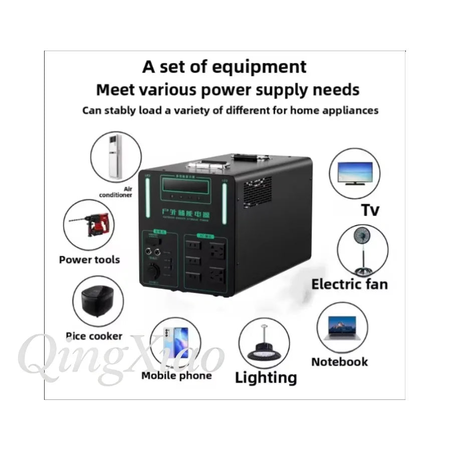 220V Portable Power Station Large Capacity Solar Generator For Outdoor Camping Travel Home And Emergency Backup Use Lifepo4