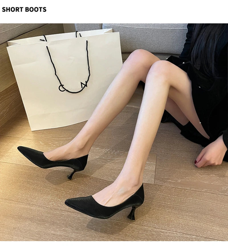 Beige Pointed Toe Kitten Heel Pumps Slip On Dress Shoes Comfortable Non Slip For Business Office Wedding Party Daily Wear  New