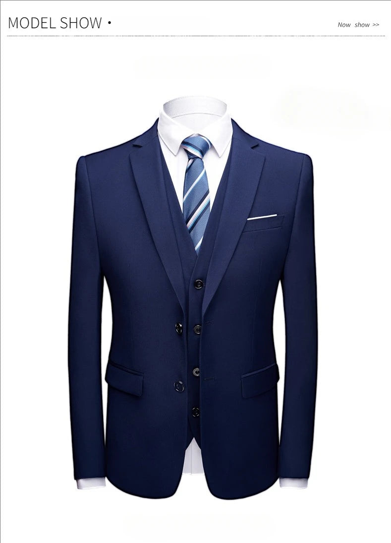 Men Suits For Wedding 3 Pieces 2 Set Elegant Slim Fit Jackets Pants Blazers Formal Outfit Fashion Business Classic 2026 Costume