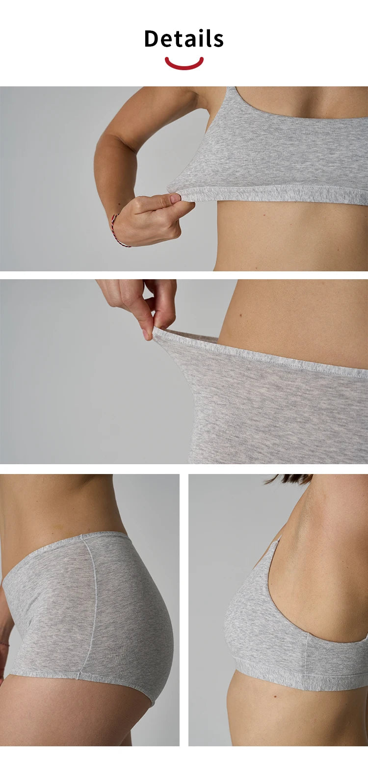 Cotton Bralette Seamless Breathable Underwears Lingerie Sets for Women's Fitness Sports Bras Panties Ladies No Bra Pad Intimate