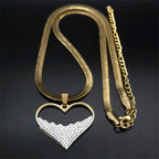 Crystal Love Heart Pendant Necklace Choker for Women Stainless Steel Gold Color Blade Chain Necklaces Jewelry Valentines Gifts