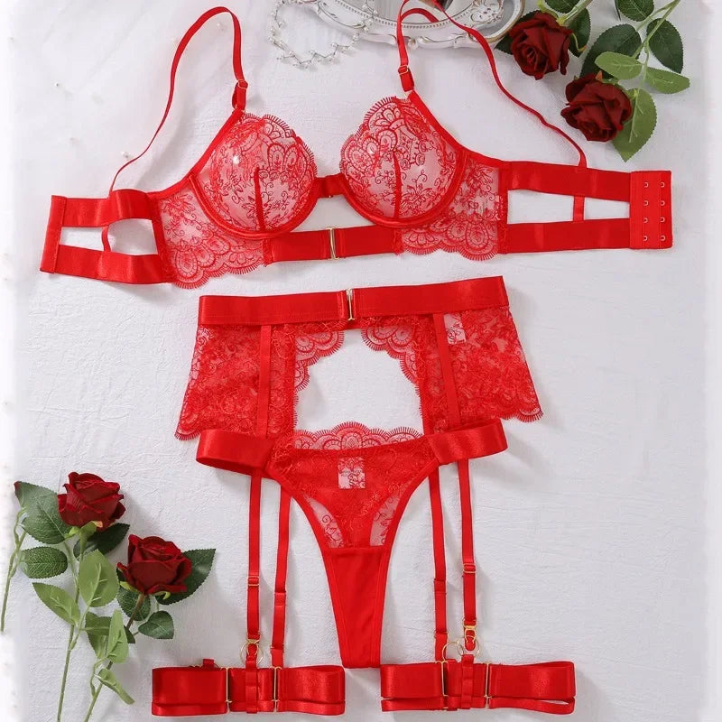 Tornova 2-piece Sexy Lingerie Set G-string Transparent Underwear Lolita Romantic Lingeries Set Sexy Bra Panties Sets Lingerie
