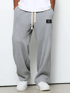 Men's spring-autumn trendy brand loose-fitting stretchy straight-leg sweatpants. Waffle fabric. Micro-bouncy sporty casual pants