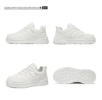 2026 Summer Men's White Platform Sneakers Leather Casual Shoes Thick Sole Streetwear Trendy Footwear