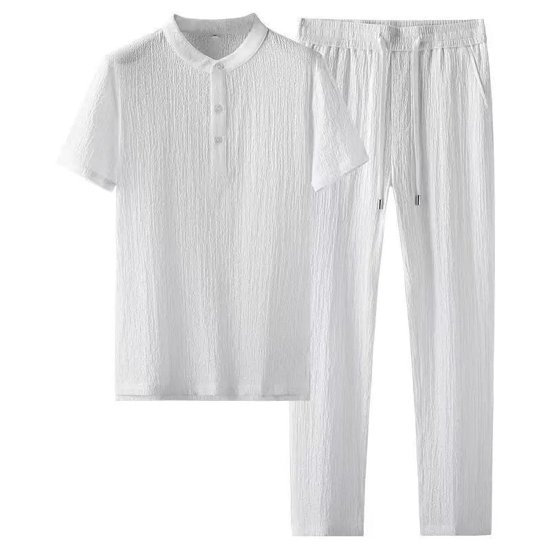 Men's sets (Shirt + trousers) 2026 summer new style fashion men shirt short sleeve shirt High quality shirts male Two Piece
