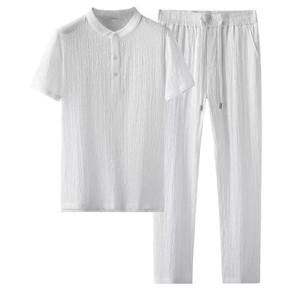 Men's sets (Shirt + trousers) 2026 summer new style fashion men shirt short sleeve shirt High quality shirts male Two Piece