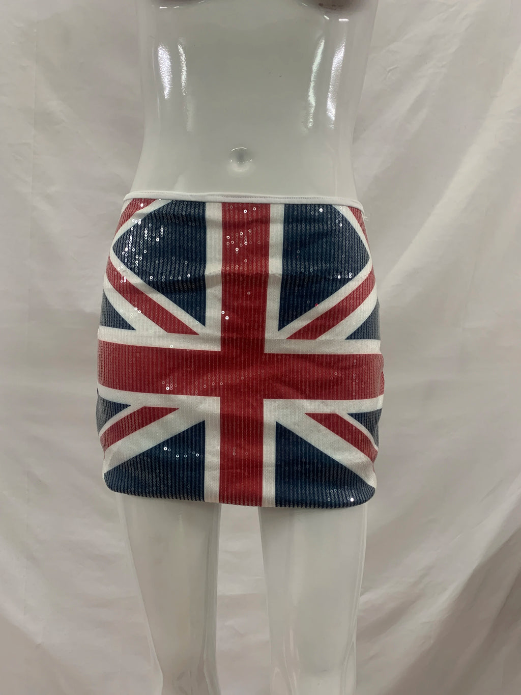 European and American flag print sequin wrapped hip skirt, cross-border slimming and slimming street style short skirt