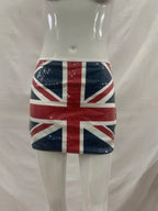 European and American flag print sequin wrapped hip skirt, cross-border slimming and slimming street style short skirt