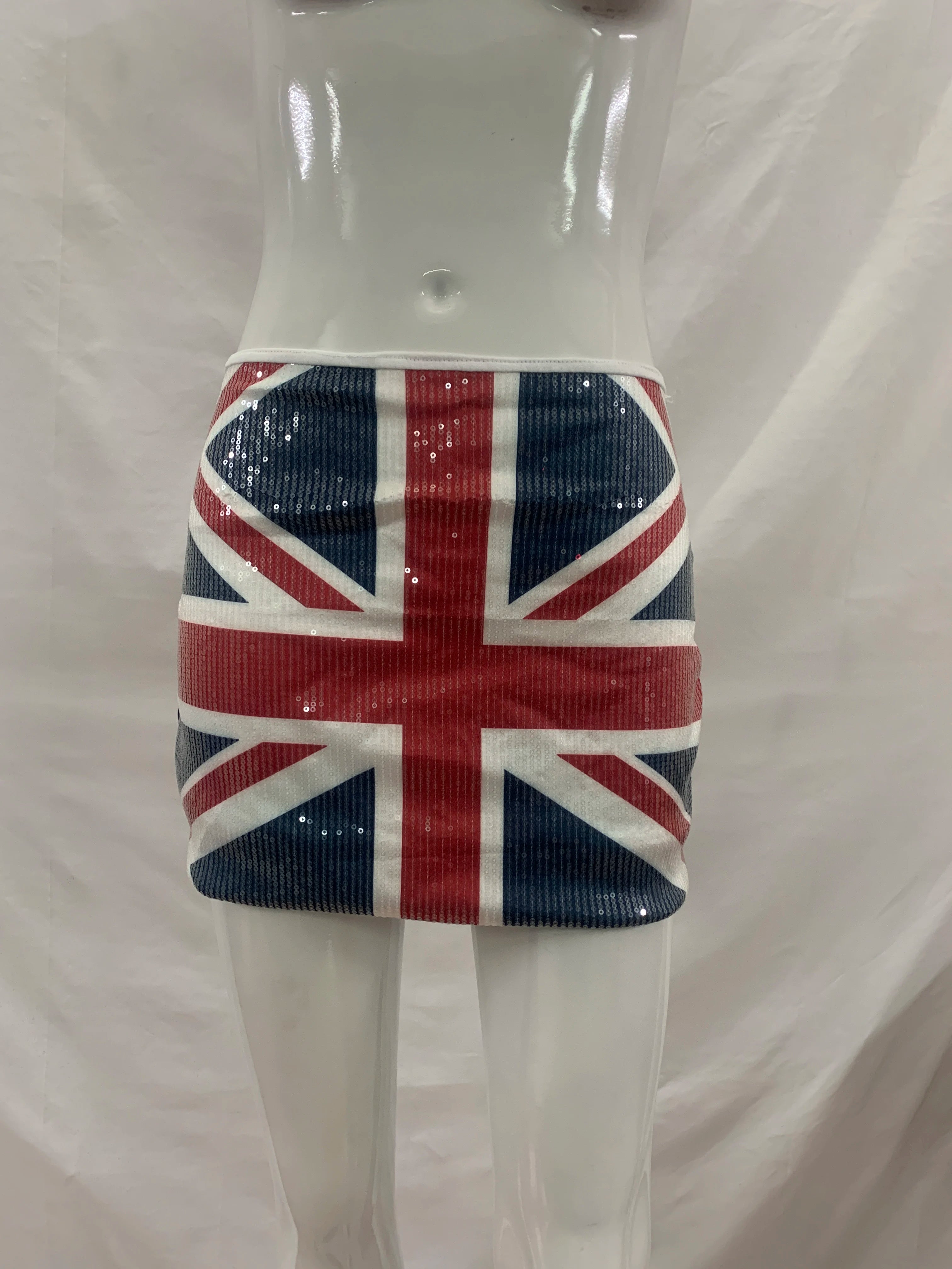 European and American flag print sequin wrapped hip skirt, cross-border slimming and slimming street style short skirt