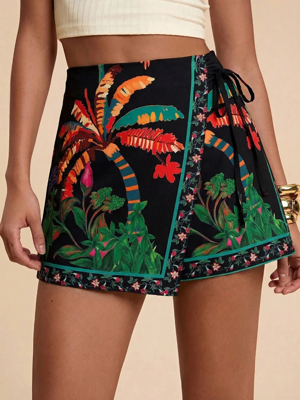 Women's Fashion Minimalist Shorts Tropical Vacation Elegant Casual Printed High Waist Shorts Spring Summer Beach Daily Pants