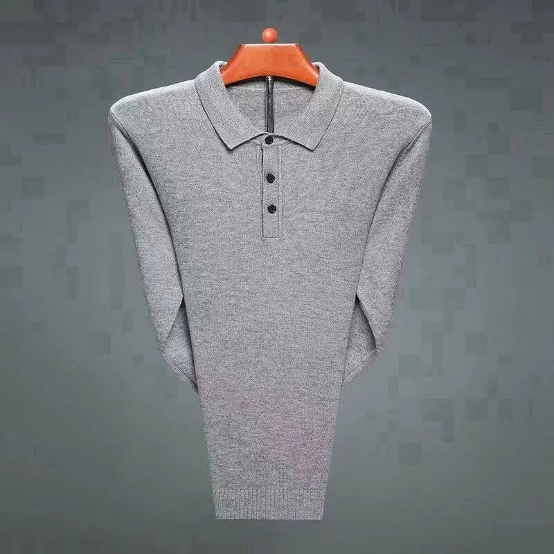 Men's 100% Mink Cashmere Large Size Sweaters Autumn Winter Solid POLO-neck Casual Knit Pullovers Long Sleeve Warm Jumper to