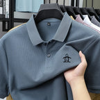 100% pure cotton summer new men's short sleeved polo shirt design high-end brand penguin embroidery business comfortable T-shirt