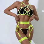 Toucheart Sexy Floral Embroidery Underwear Steel Ring Bra Lace Mesh Sexy Webbing Hollow Waistband Hanging Erotic Lingerie Suit