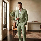3 Pieces Linen Breathable Suit Separates Blazer with Vest Pants for Men Summer Beach Wedding Casual Party Suits for Men Suits