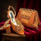 New Elegant 2026 Lilac Peep Toe Women Heels with Diamond Accents - Italian Design Matching Pumps and Bag Set for Parties