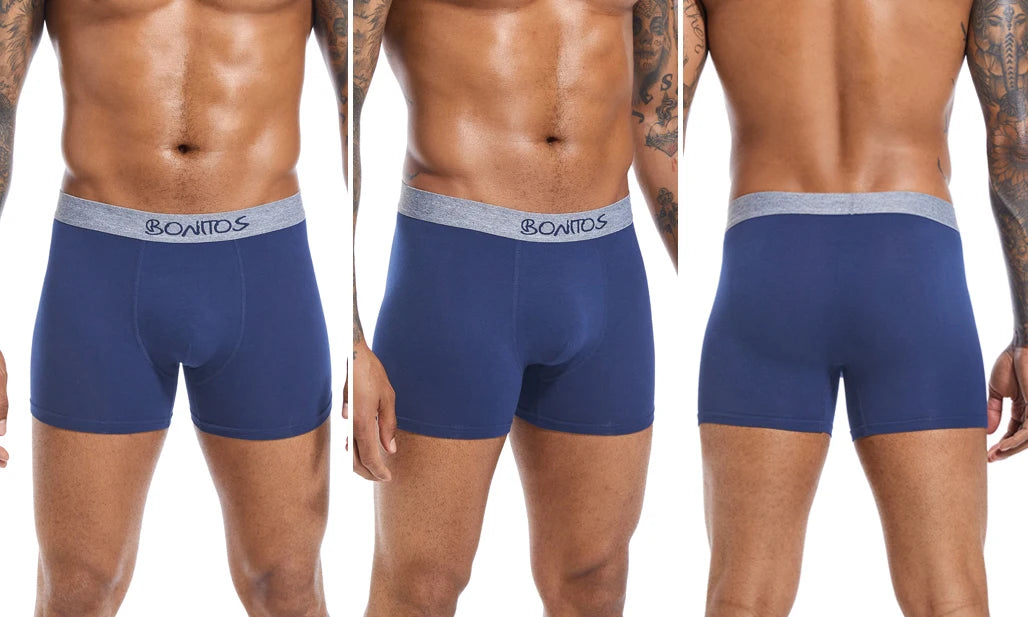5pcs Men's Panties Cotton Boxer Briefs Letter Elastic Band Men Underpants Classic Solid Color Boxers Underwear For Man BONITOS