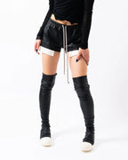 Owen Seak Women‘s Casual Short Mini Slim Fit PU Leather Summer Gothic Women High Street Outdoor Wear Trumpet Mermaid Black Short
