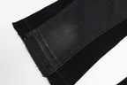 American retro washed letter spliced denim trousers high street trendy brand couple loose straight micro-flared long trousers