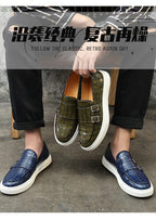 New Black Sneakers Men Vulcanize Shoes Yellow Crocodile Pattern Slip-On Size 38-46 Zapatos De Hombre Men Shoes
