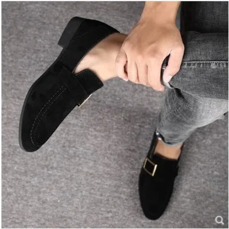 Mens Fashion Black Leather Shoes Autumn British Style Formal Business Footwear Low Top Commute Style Dress Shoes For Suits