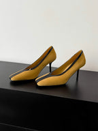 Krazing Pot Superstar Kid Suede Shallow Square Toe High Heels Spring Autumn Shoes Office Lady Party Wedding Dress Women Pumps