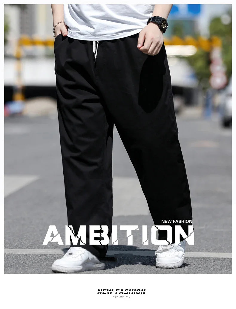 Men's Summer Workwear Pants Plus Size Loose Straight Leg Casual Trousers XL-8XL Big and Tall Large Summer Pants Asian Size