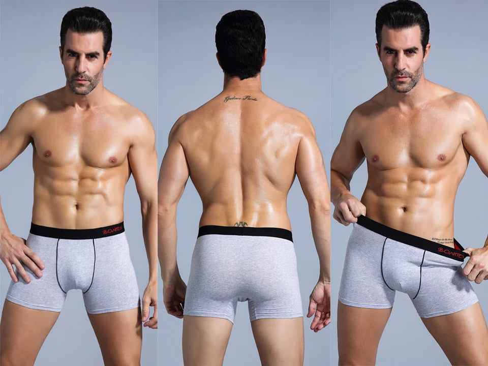 3pcs White Cotton Underwear For Man Boxers Soft Sexy Men's Panties Letter Elastic Band Boxer Short Men Underpants Print Trunks
