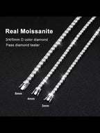 100% Real Moissanite Tennis Bracelet 925 Sterling Silver Plated 18K Gold with GRA Bracelet for Women Man Sparkling Party Jewelry