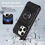 Military Quality Case for iPhone 11 13 14 15 16 Pro Max Magnetic Rotated Ring Kickstand Heavy Duty Drop Protection Wallet Cover