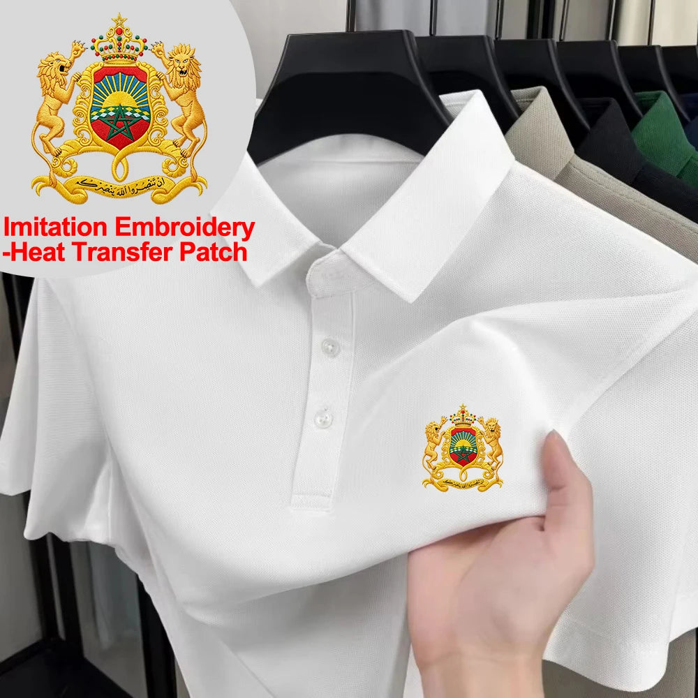 Morocco Coat Of Arms Print Polo Shirts Male Basic Short Sleeve Tops Summer Comfortable Lapel T-Shirt Casual Sporty Mens Clothes
