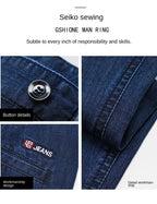 2026 Brand High Lyocell  Men's Fit Straight Lightweight Cotton Stretch Denim Business Casual High Waist Thin Light Grey Jeans
