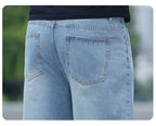 FENROOST Plus Size Men's High Waist Straight Leg Jeans Four Seasons Loose Baggy Denim Trousers Casual Versatile Long Pants New