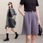 Amii Women's Shorts 2026 Summer New Commuter Versatile Pleated Loose Pants Women's Wide-leg Casual Five-point Pants 12622017