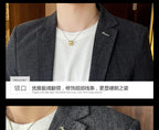 Men's Summer New Slim Fit 3/4 Sleeve Blazer Set Thin Seven-Point Sleeve Suit Outfit Casual Business Two-Piece Set